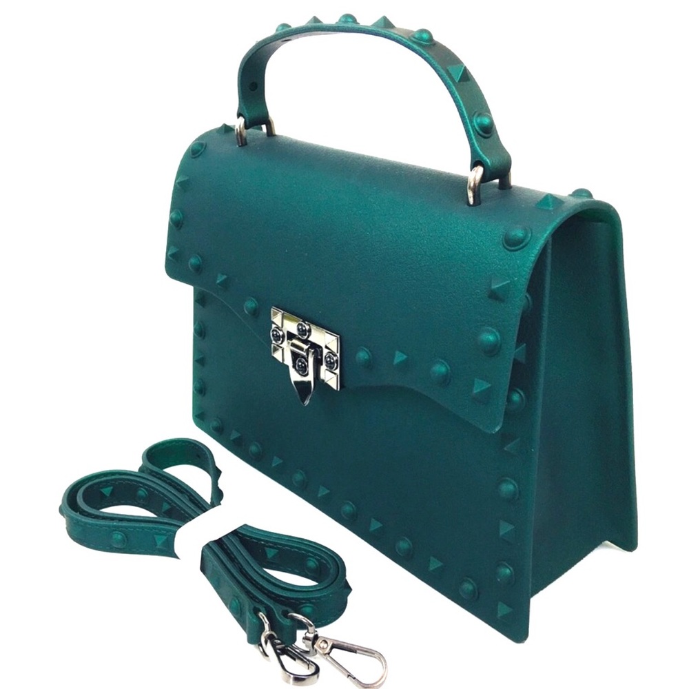 Rivet Top Handle DESIGNER “Like” Green Handbag